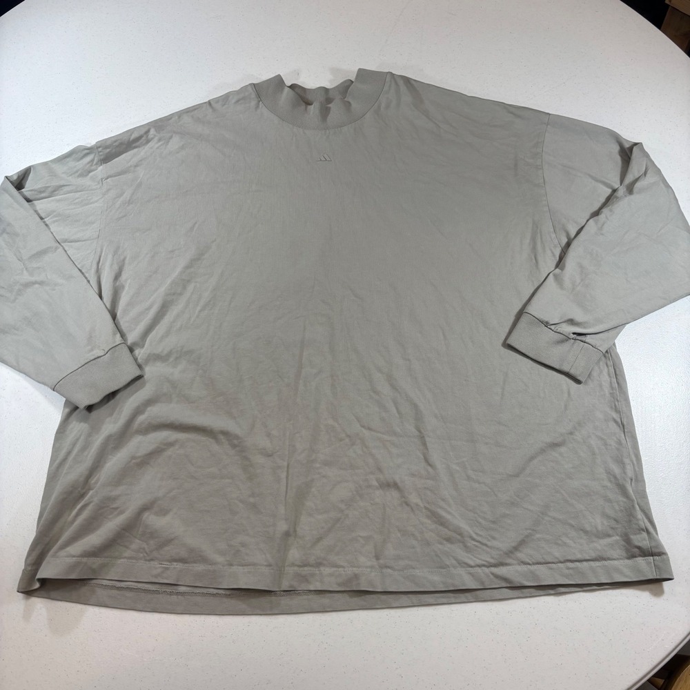 Adidas Basketball Oversized Boxy Long Sleeve Mock Neck T Shirt Grey 3XL IA3423